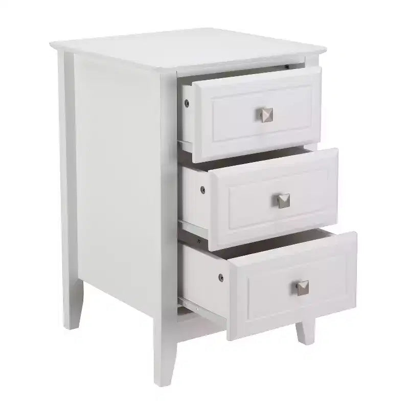 Karl Home 3-Drawer White MDF (Medium-Density Fiberboard) 15.75in. W Nightstands