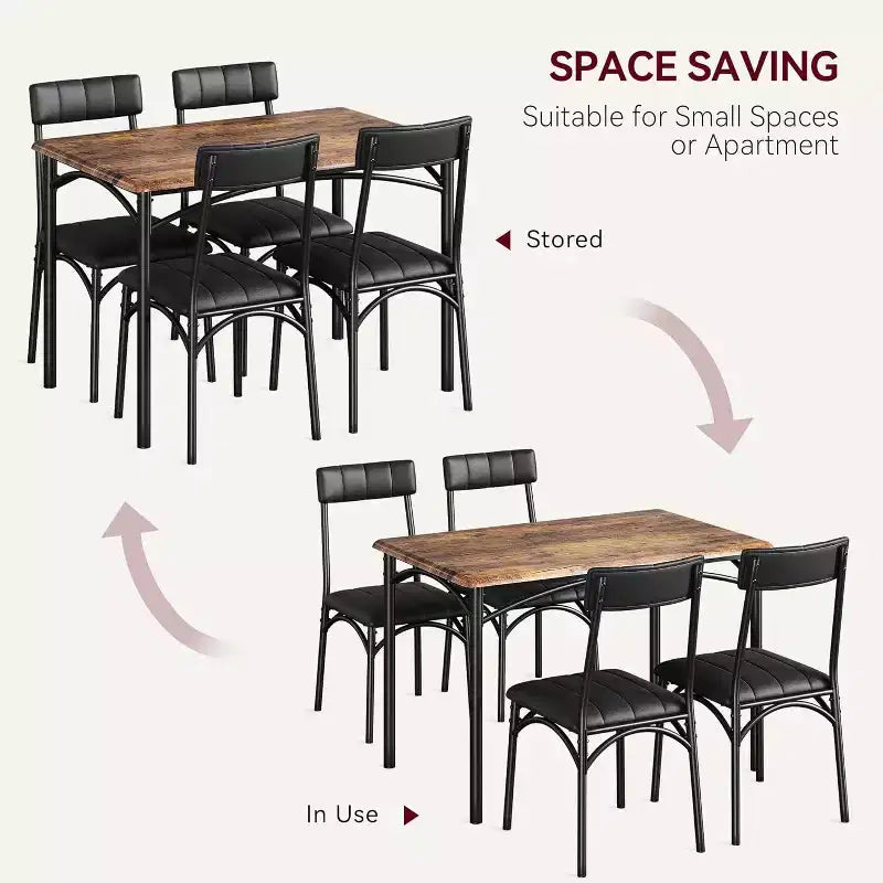 4-Piece Dining Set - Space-Saving Table & Upholstered Chairs for Kitchen & Dining Room