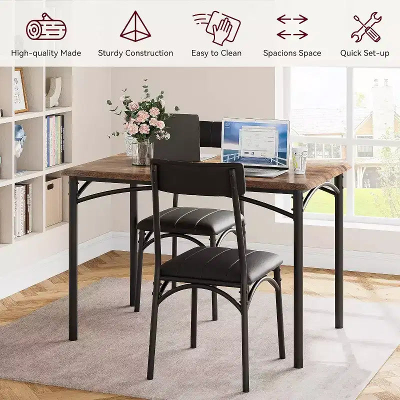 4-Piece Dining Set - Space-Saving Table & Upholstered Chairs for Kitchen & Dining Room