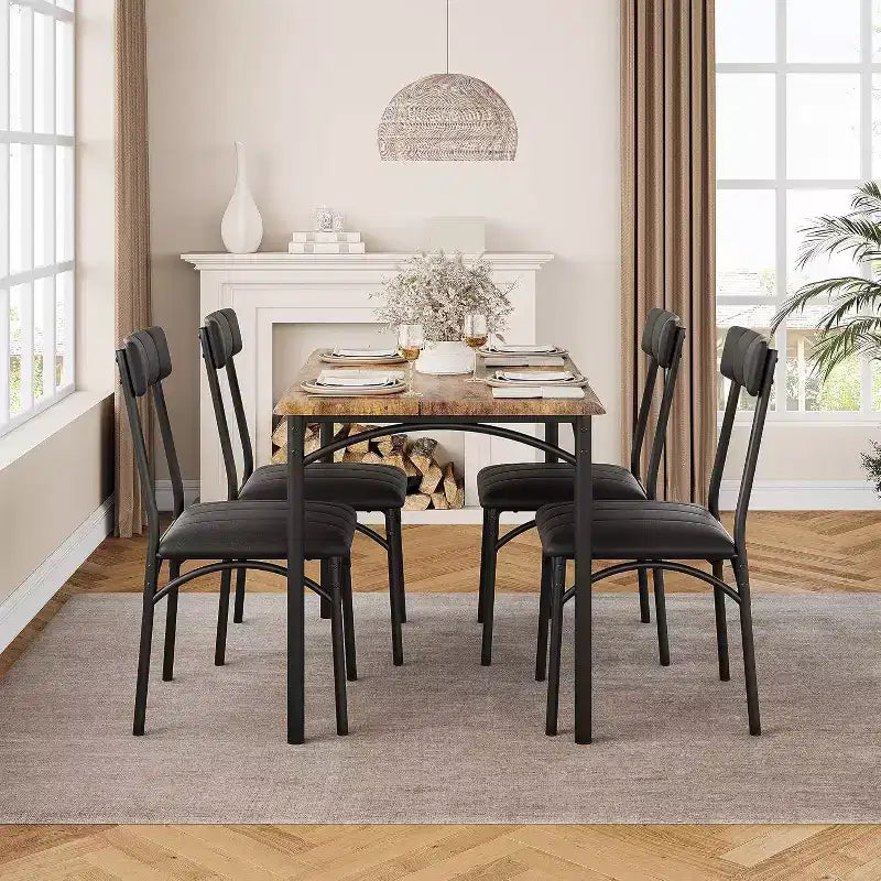 4-Piece Dining Set - Space-Saving Table & Upholstered Chairs for Kitchen & Dining Room
