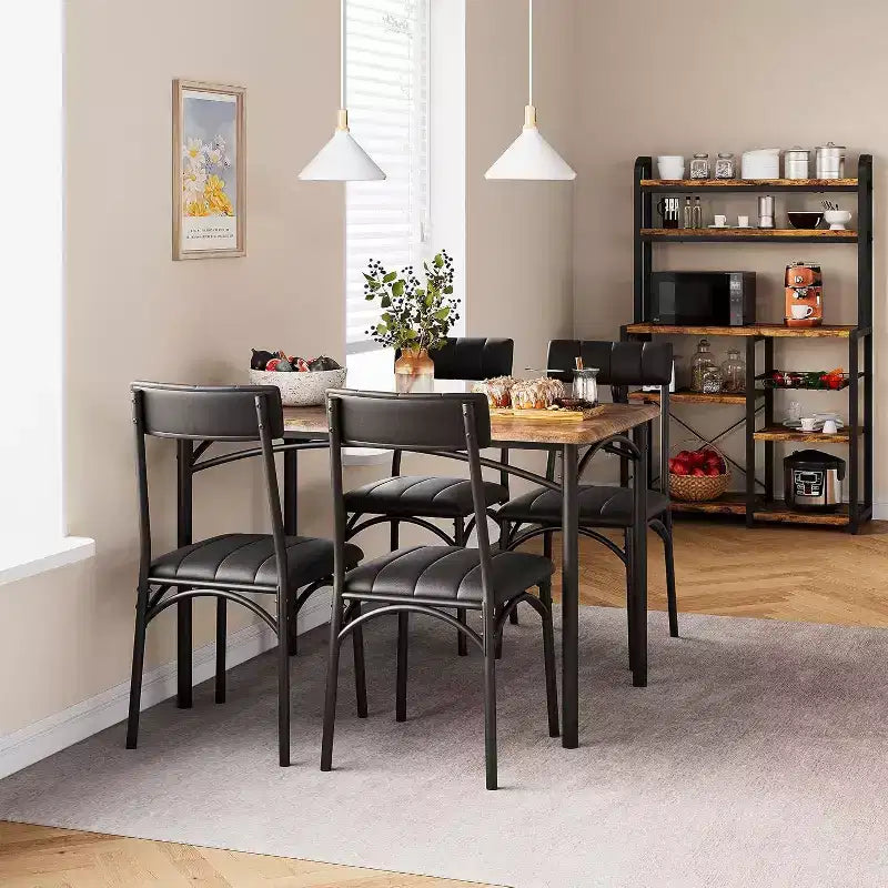 4-Piece Dining Set - Space-Saving Table & Upholstered Chairs for Kitchen & Dining Room