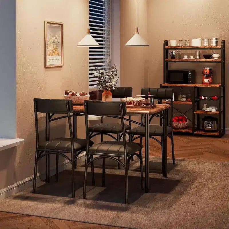 4-Piece Dining Set - Space-Saving Table & Upholstered Chairs for Kitchen & Dining Room