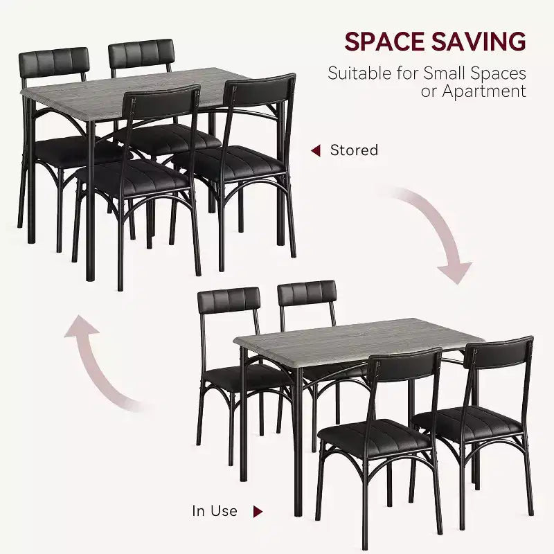 4-Piece Dining Set - Space-Saving Table & Upholstered Chairs for Kitchen & Dining Room
