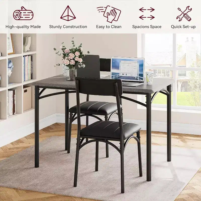 4-Piece Dining Set - Space-Saving Table & Upholstered Chairs for Kitchen & Dining Room
