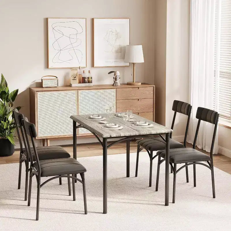 4-Piece Dining Set - Space-Saving Table & Upholstered Chairs for Kitchen & Dining Room