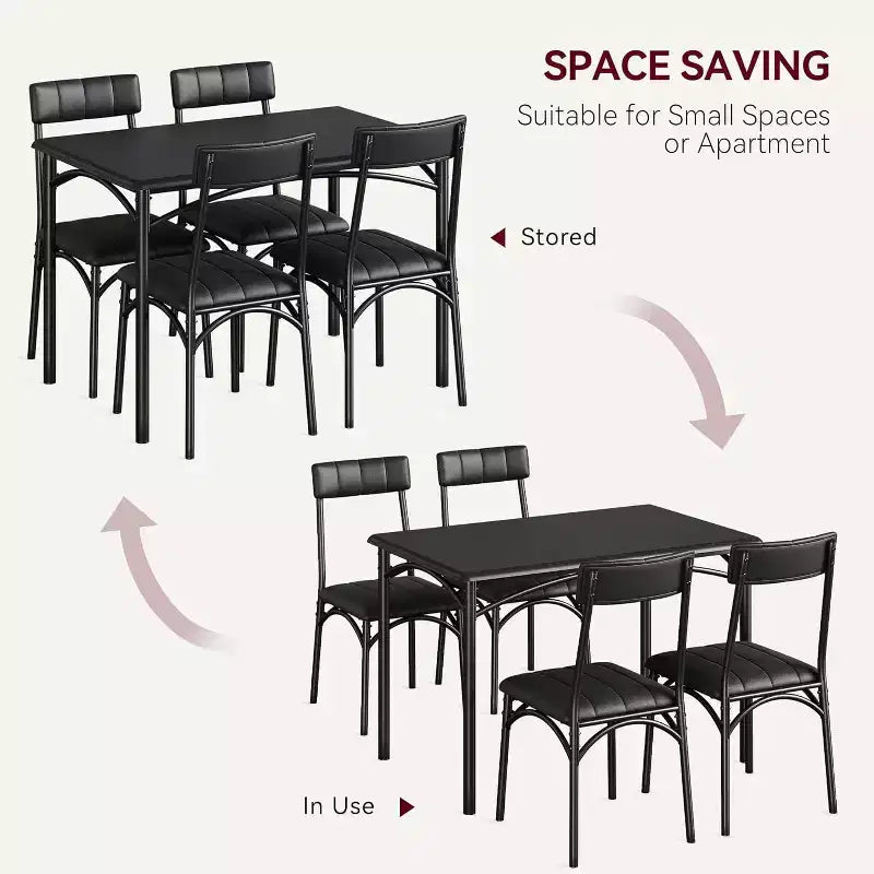 4-Piece Dining Set - Space-Saving Table & Upholstered Chairs for Kitchen & Dining Room