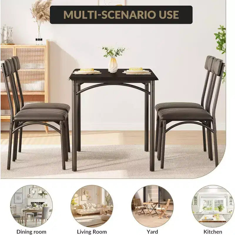 4-Piece Dining Set - Space-Saving Table & Upholstered Chairs for Kitchen & Dining Room