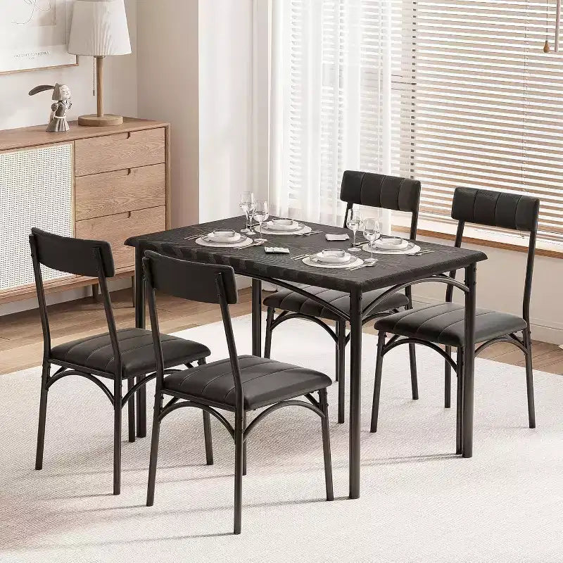 4-Piece Dining Set - Space-Saving Table & Upholstered Chairs for Kitchen & Dining Room