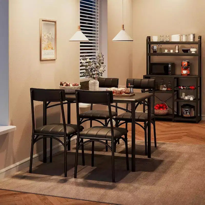 4-Piece Dining Set - Space-Saving Table & Upholstered Chairs for Kitchen & Dining Room