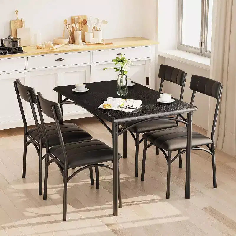 4-Piece Dining Set - Space-Saving Table & Upholstered Chairs for Kitchen & Dining Room
