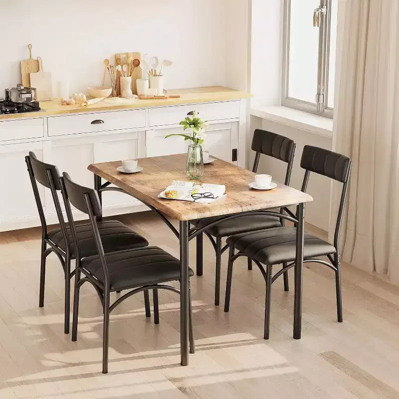 4-Piece Dining Set - Space-Saving Table & Upholstered Chairs for Kitchen & Dining Room