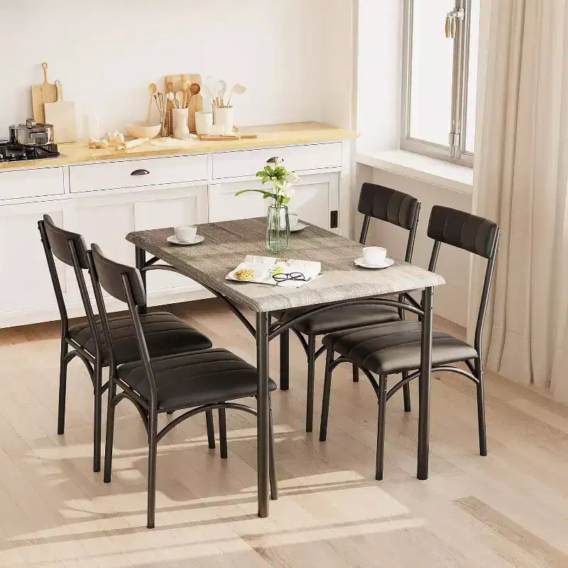 4-Piece Dining Set - Space-Saving Table & Upholstered Chairs for Kitchen & Dining Room