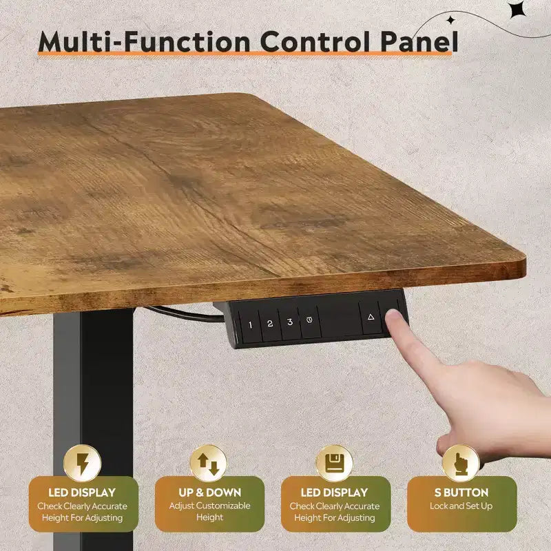 DEXYLLO 71 Inch Electric Standing Desk, Ergonomic Sit-to-Stand Desk with LED Touchscreen, 3 Memory Presets & Hook for Home Office