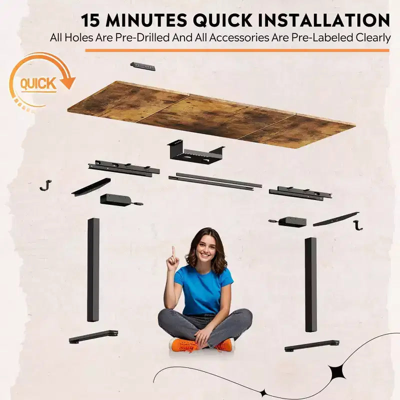 DEXYLLO 71 Inch Electric Standing Desk, Ergonomic Sit-to-Stand Desk with LED Touchscreen, 3 Memory Presets & Hook for Home Office