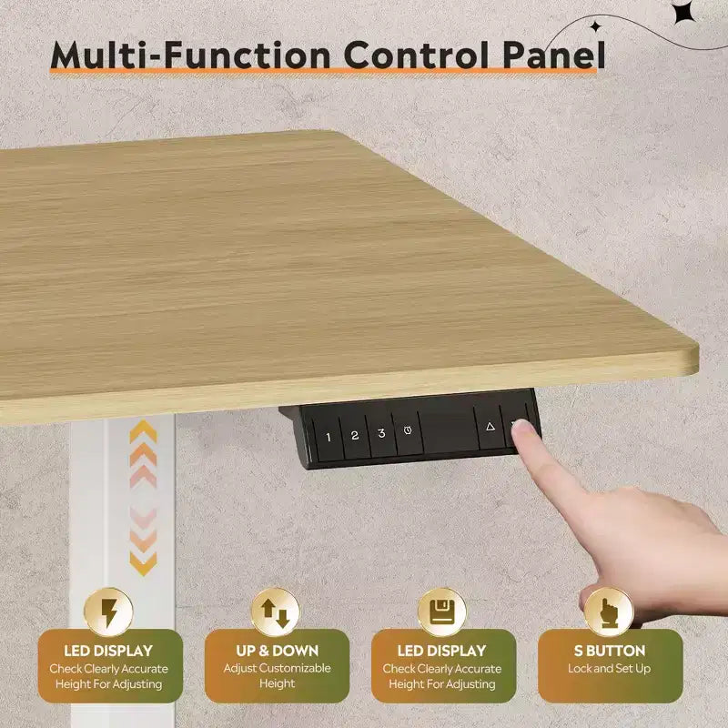 DEXYLLO 71 Inch Electric Standing Desk, Ergonomic Sit-to-Stand Desk with LED Touchscreen, 3 Memory Presets & Hook for Home Office