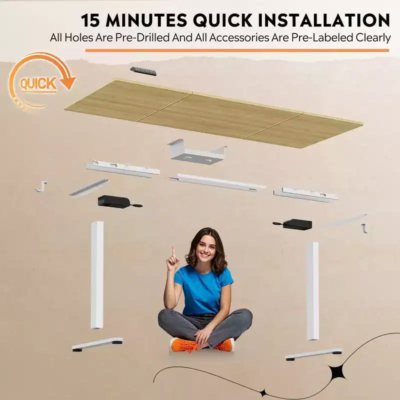 DEXYLLO 71 Inch Electric Standing Desk, Ergonomic Sit-to-Stand Desk with LED Touchscreen, 3 Memory Presets & Hook for Home Office