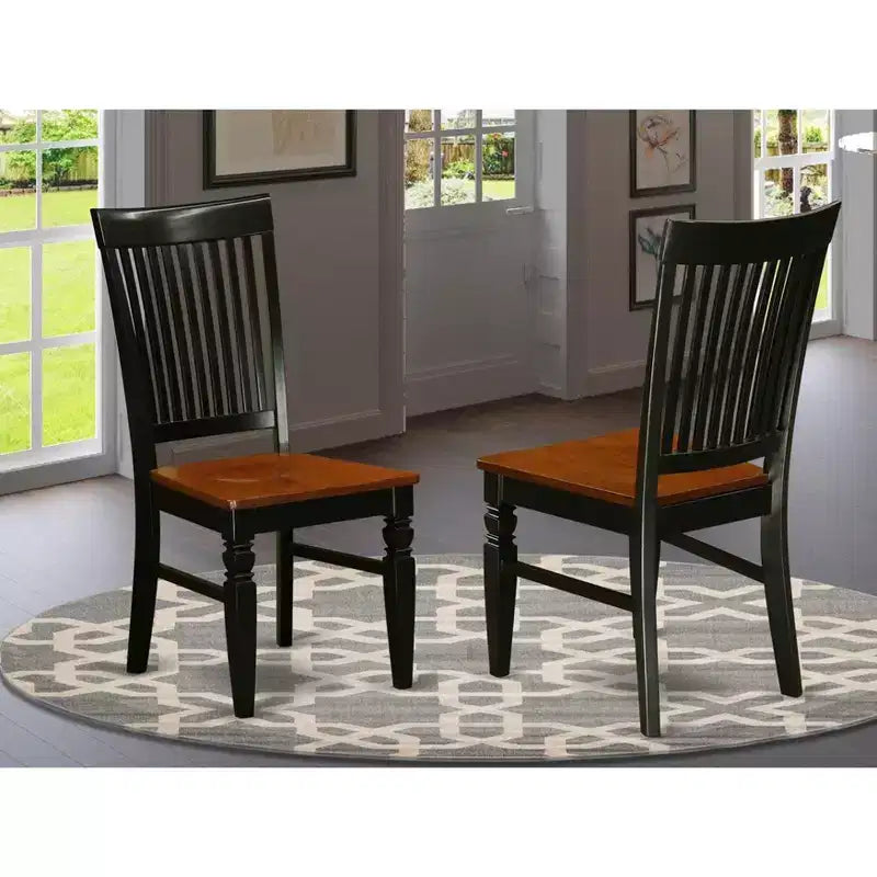 HomeStock Renaissance Rhapsody Dining Wood Seat Chair with Slatted Back