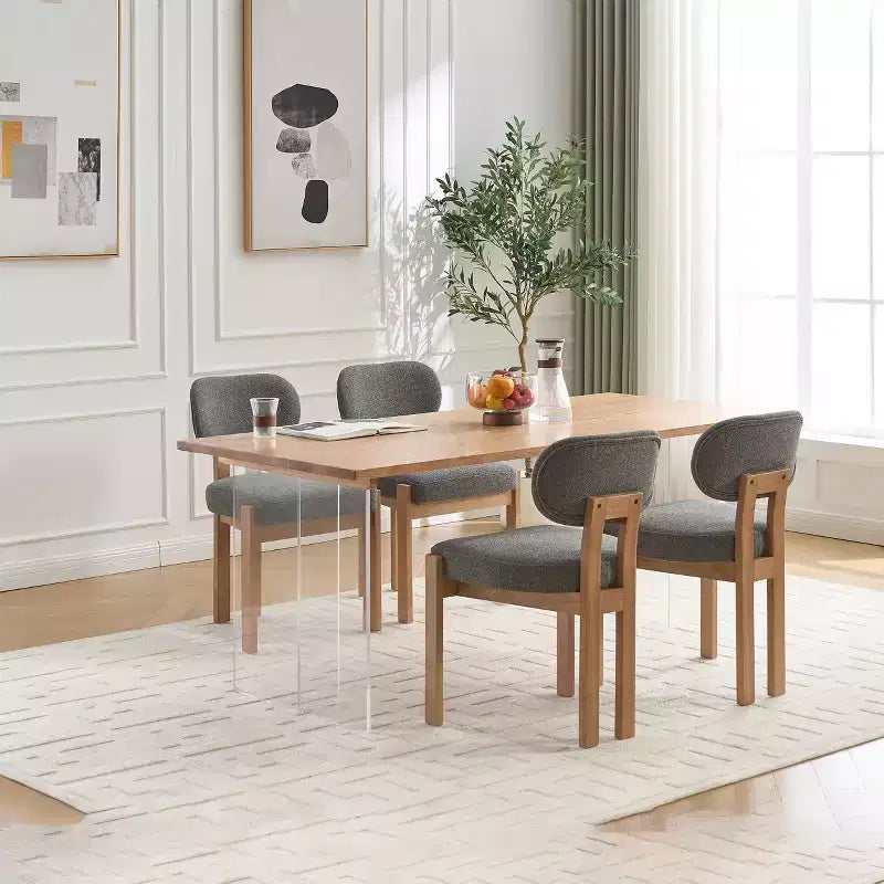 PexFix Lot de 2 chaises de salle à manger en bois, chaises de salle à manger modernes rembourrées en tissu, chaises de cuisine, chaises de salle à manger de ferme pour cuisine, salle à manger, gris