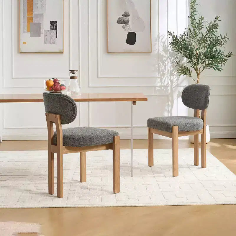 PexFix Lot de 2 chaises de salle à manger en bois, chaises de salle à manger modernes rembourrées en tissu, chaises de cuisine, chaises de salle à manger de ferme pour cuisine, salle à manger, gris