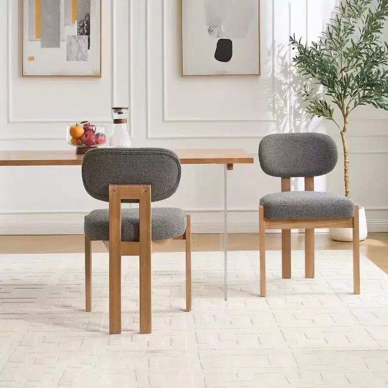 PexFix Lot de 2 chaises de salle à manger en bois, chaises de salle à manger modernes rembourrées en tissu, chaises de cuisine, chaises de salle à manger de ferme pour cuisine, salle à manger, gris