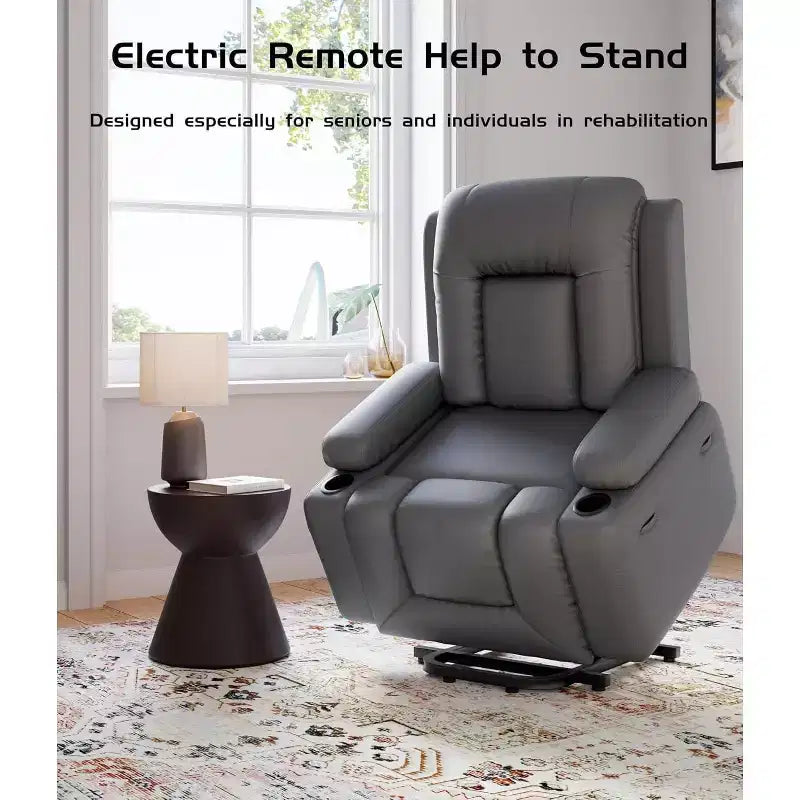 Power Lift Recliner Chair with Heat and Massage - Adjustable Chair, Faux PU, Ergonomic Back/Leg Support for Elderly & Mobility Needs