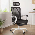 MAYEERTY Ergonomic Mesh Office Chair - With Headrest, Lumbar Support & Footrest for Home Office & Study (White)