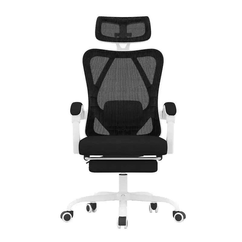 MAYEERTY Ergonomic Mesh Office Chair - With Headrest, Lumbar Support & Footrest for Home Office & Study (White)