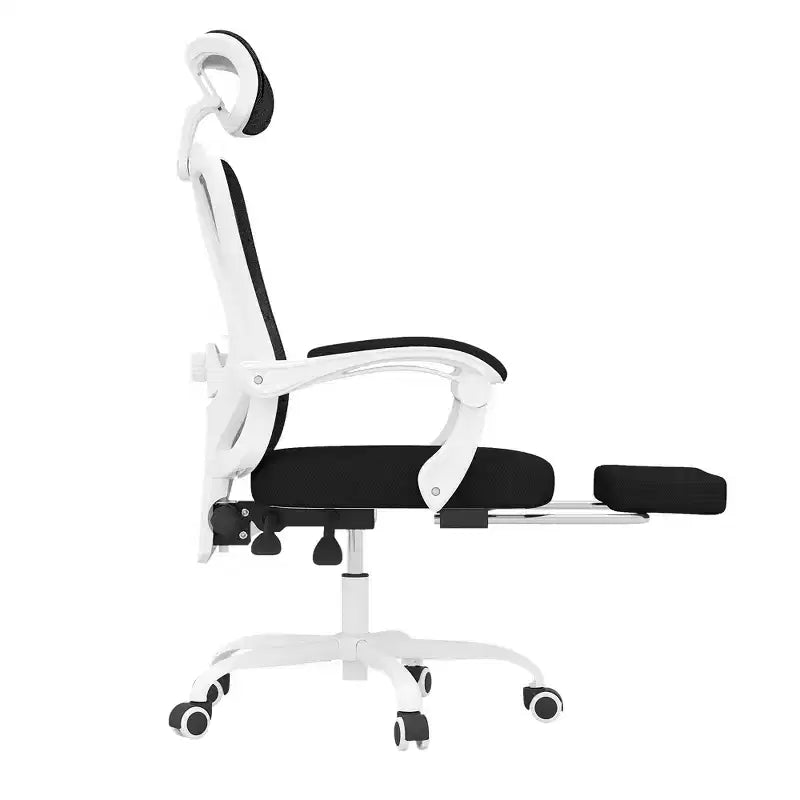 MAYEERTY Ergonomic Mesh Office Chair - With Headrest, Lumbar Support & Footrest for Home Office & Study (White)