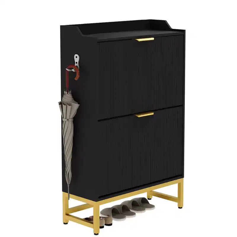 COZONY Wave Design Shoe Cabinet with 3 Flip Drawers & 2 Storage Drawers, Slim Fluted Shoe Organizer for Entryway