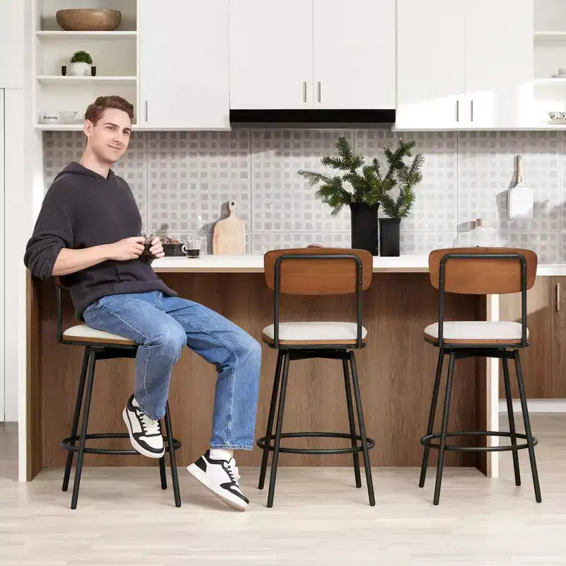 Spruce&Spring Swivel Bar Height Bar Stool with Metal Legs