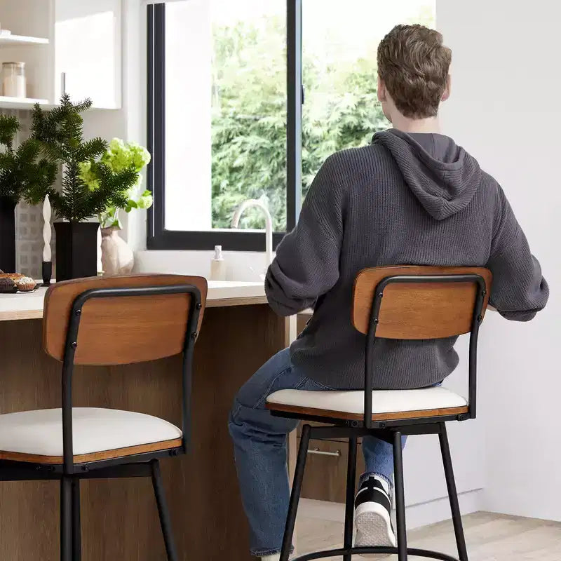 Spruce&Spring Swivel Bar Height Bar Stool with Metal Legs