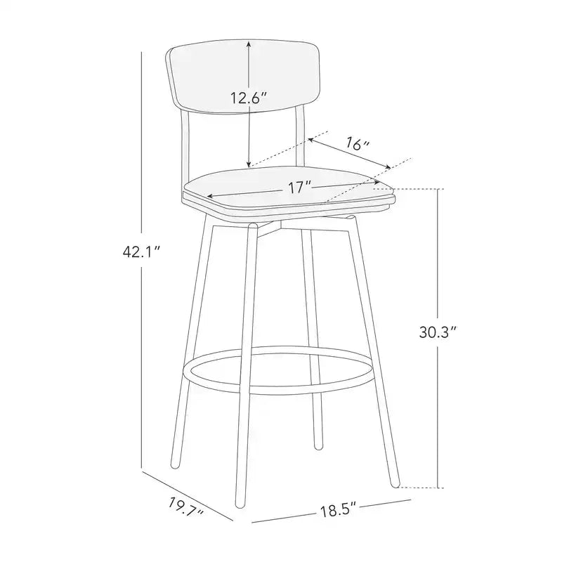 Spruce&Spring Swivel Bar Height Bar Stool with Metal Legs