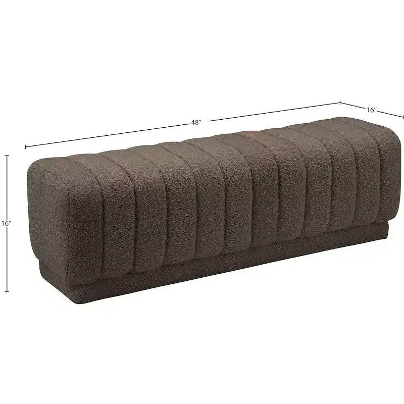 Meridian Furniture,Heathrow Boucle Fabric Ottoman/Bench