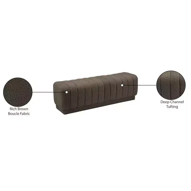 Meridian Furniture,Heathrow Boucle Fabric Ottoman/Bench