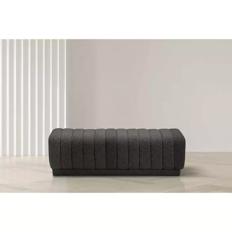 Meridian Furniture,Heathrow Boucle Fabric Ottoman/Bench
