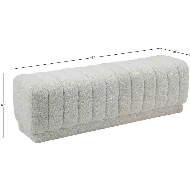 Meridian Furniture,Heathrow Boucle Fabric Ottoman/Bench