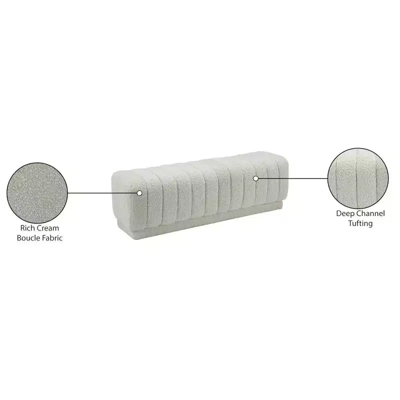 Meridian Furniture,Heathrow Boucle Fabric Ottoman/Bench