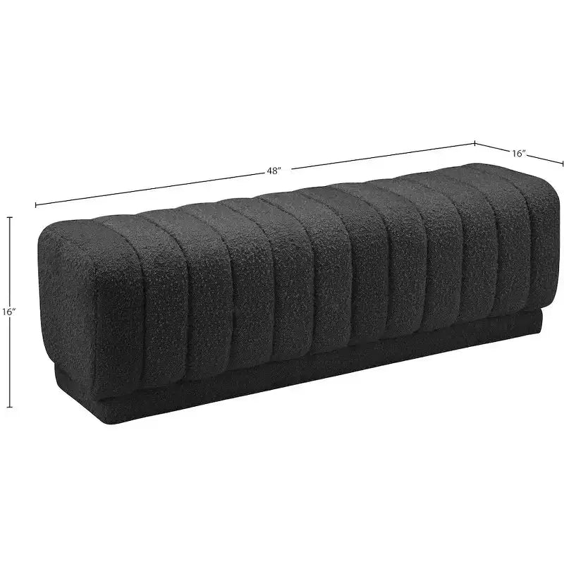 Meridian Furniture,Heathrow Boucle Fabric Ottoman/Bench
