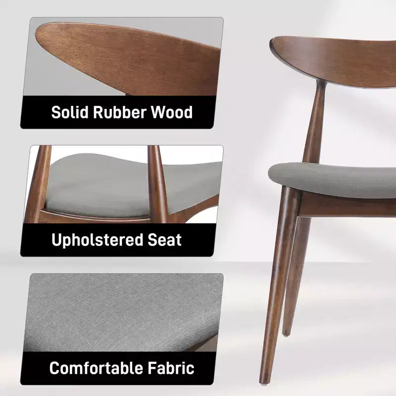 Christopher Knight Home Dryn Mid-Century Modern 5 Piece Rubberwood Upholsetered Dining Set with Curved Backrest