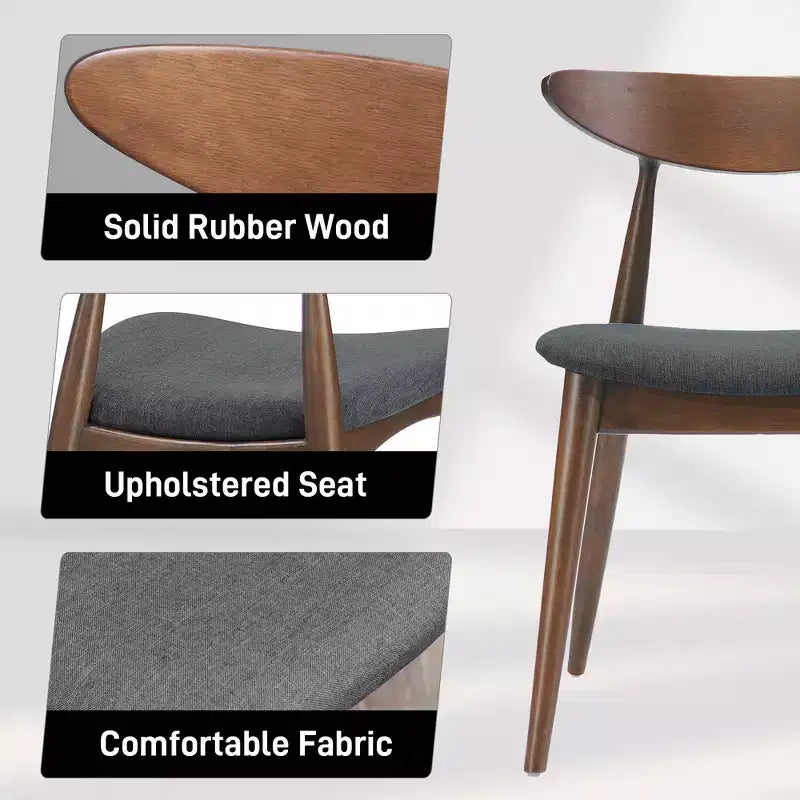 Christopher Knight Home Dryn Mid-Century Modern 5 Piece Rubberwood Upholsetered Dining Set with Curved Backrest