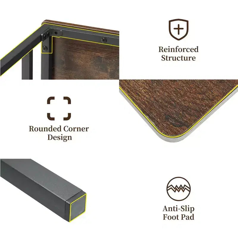 Ensemble de table à manger pour 4, table de cuisine avec 2 bancs, casier à vin et étagère de rangement, ensemble de table à manger rectangulaire, pour petits espaces, appartement, coin repas