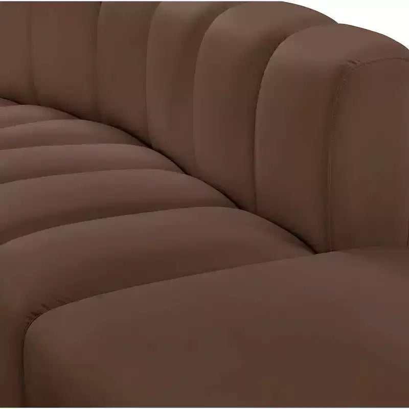 Meridian Furniture,Arc Brown Vegan Leather Modular Sofa