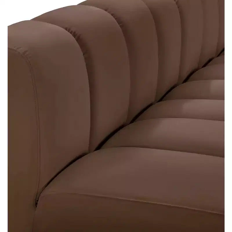 Meridian Furniture,Arc Brown Vegan Leather Modular Sofa