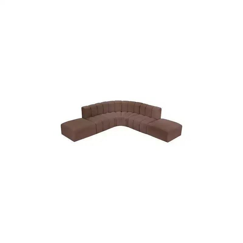 Meridian Furniture,Arc Brown Vegan Leather Modular Sofa