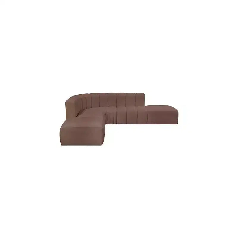 Meridian Furniture,Arc Brown Vegan Leather Modular Sofa
