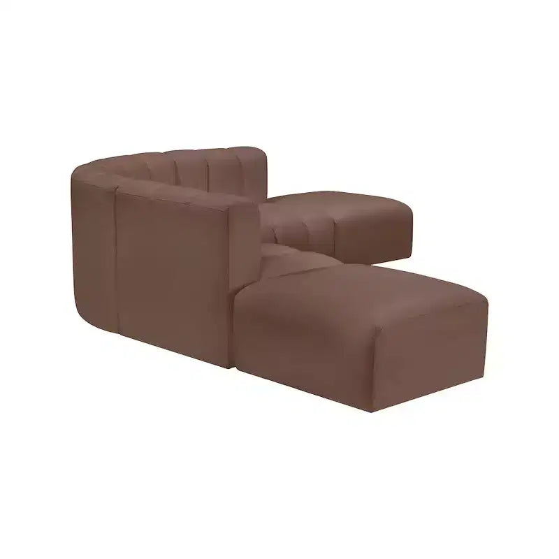 Meridian Furniture,Arc Brown Vegan Leather Modular Sofa