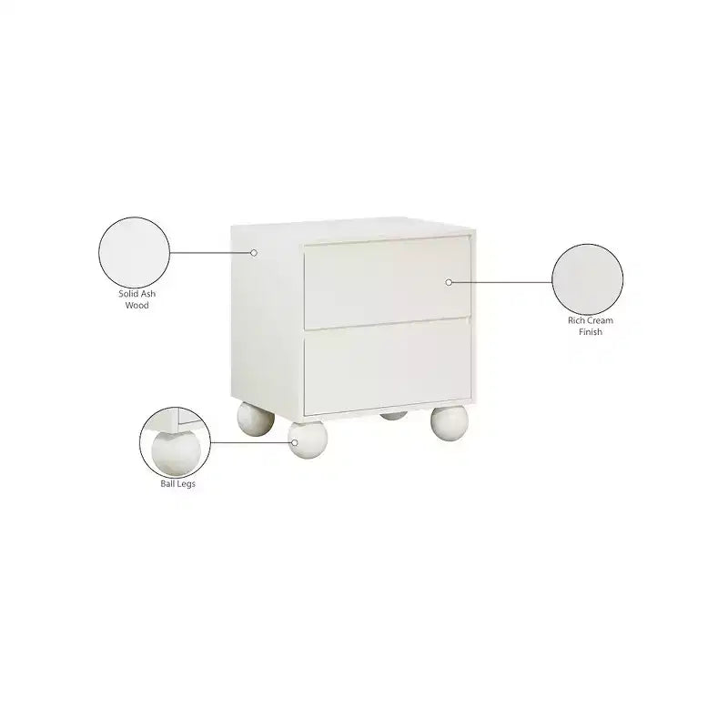 Meridian Furniture,Kent Cream Nightstand