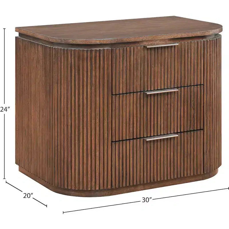 Meridina Furniture,Astrid Solid Wood And Oak Veneer Nightstand
