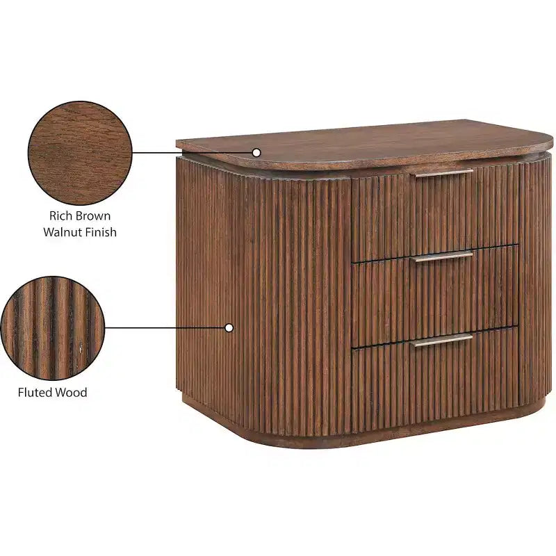 Meridina Furniture,Astrid Solid Wood And Oak Veneer Nightstand