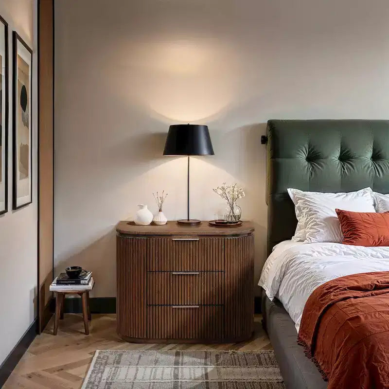 Meridina Furniture,Astrid Solid Wood And Oak Veneer Nightstand